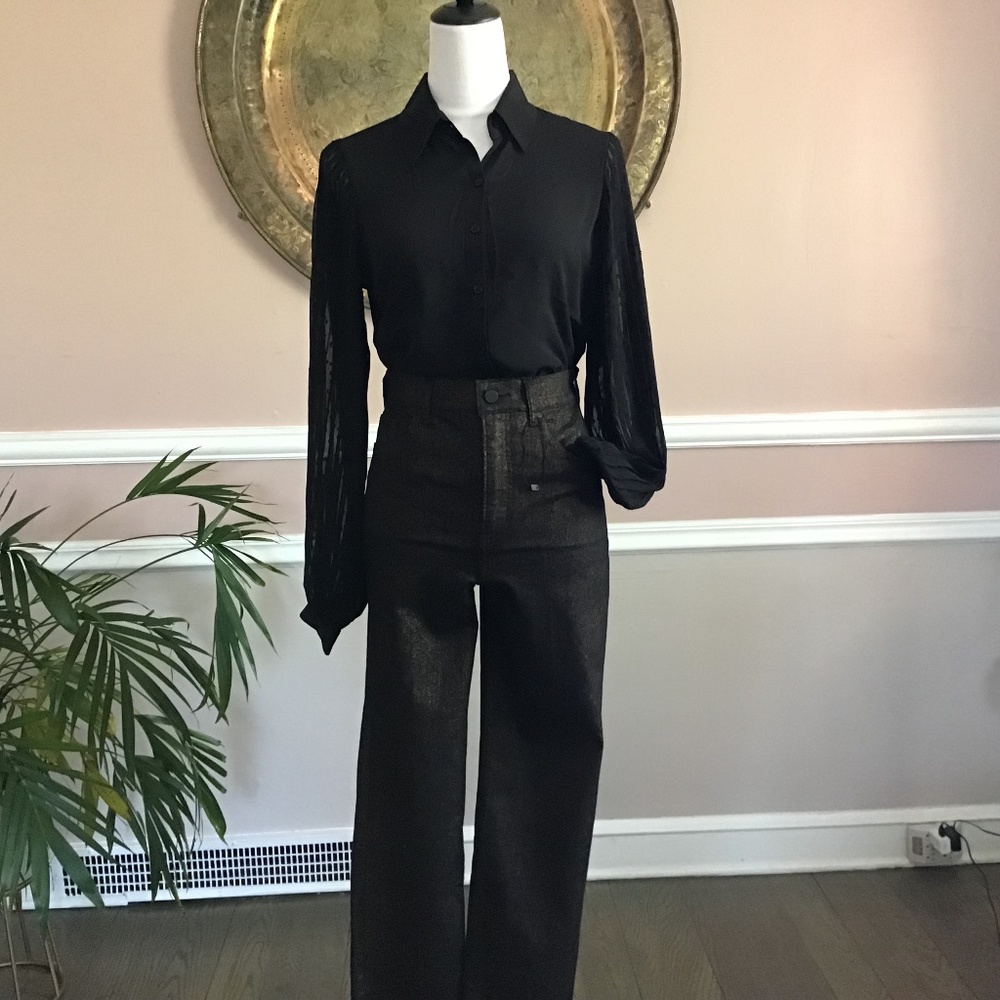 Express Lace Sleeve Button Down - image 1